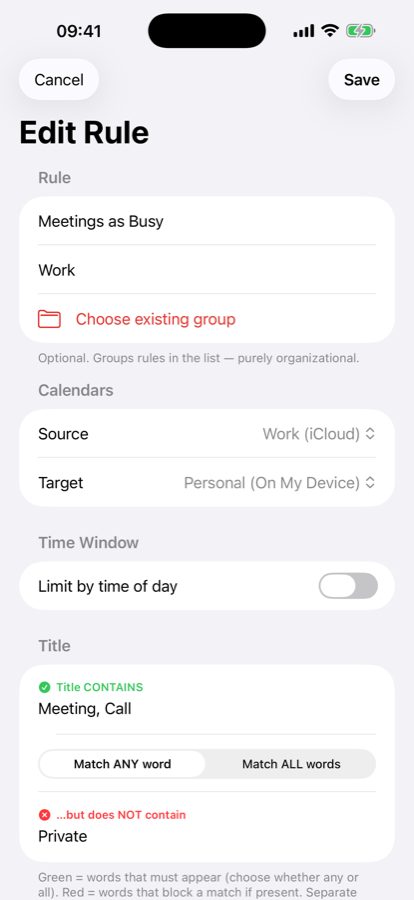 ReciproCal rule editor